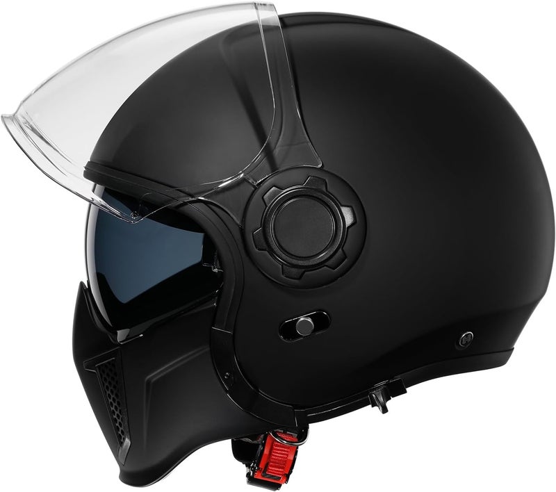 triangle Full Face Motorcycle Helmets,Off-Road Motocross Helmet for Men & Women,Dual Visor with Internal Tinted Sunshield,Open Face 3/4 Adult Racing Helmet DOT Approved(Black,S) - Image 3